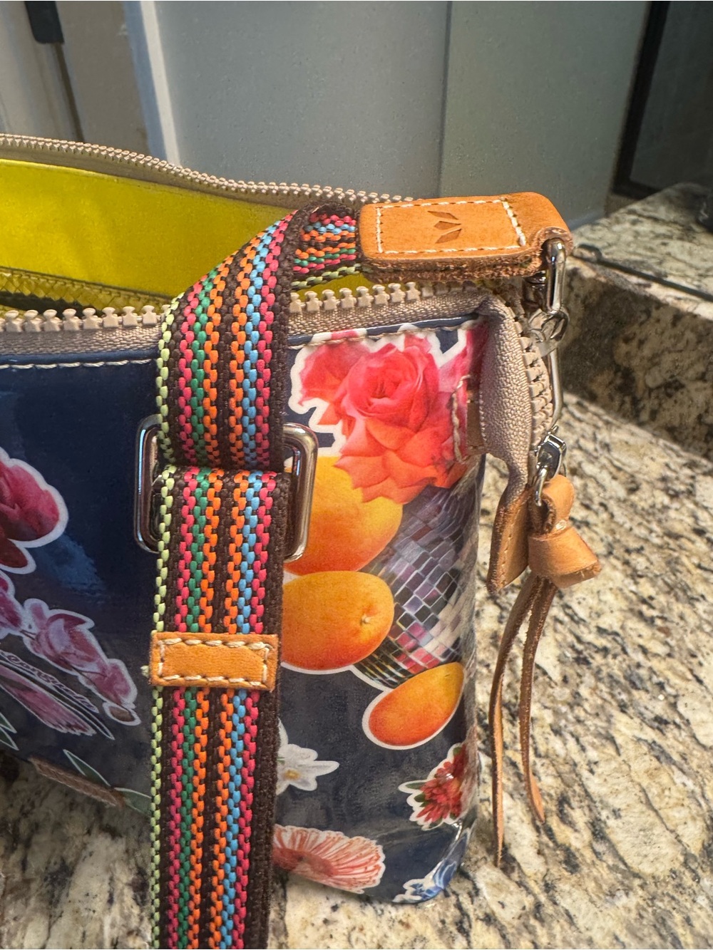 Consuela Navy Floral & Fruit Crossbody with Multicolor Strap - Picture 3 of 6